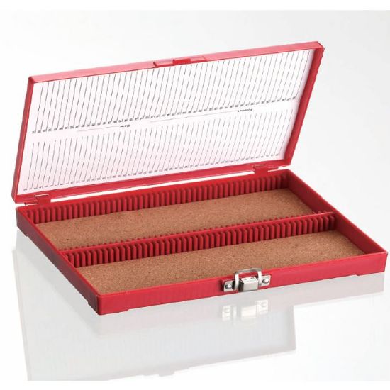 Picture of Storage Boxes for Slide Microscope 100 place, Red,  RUN92114R   