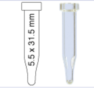Picture of Crimp neck vial, N 8, 5.5x31.5 mm, 0.2 mL, conical, clear 70286