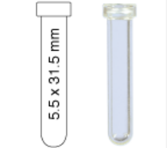 Picture of Crimp neck vial, N 8, 5.5x31.5 mm, 0.3 mL, round bottom, clear  70282