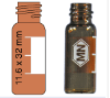 Picture of Screw neck vial, N 8, 11.6x32.0 mm, 1.5 mL, label, flat bottom, amber 702893