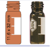 Picture of Screw neck vial, N 10, 11.6x32.0 mm, 1.5 mL, label, flat bottom, amber 702013
