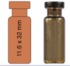 Crimp neck vial, N 11, 11.6x32.0 mm, 1.5 mL, small opening, flat bottom, amber 70214CG