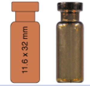 Picture of Crimp neck vial, N 11, 11.6x32.0 mm, 1.5 mL, small opening, flat bottom, amber 70214CG