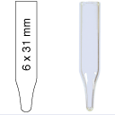 Micro-insert, N 9|N 10|N 11, 6.0x31.0 mm, 0.25 mL, conical, 12 mm tip, clear 702716