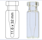 Crimp neck vial, N 11, 11.6x32.0 mm, clear, with integr. 0.2 mL insert 702891