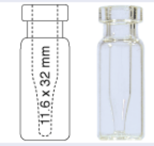 Picture of Crimp neck vial, N 11, 11.6x32.0 mm, clear, with integr. 0.2 mL insert 702891