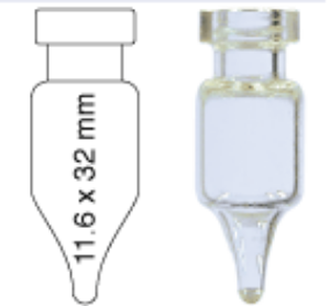 Picture of Crimp neck vial, N 11, 11.6x32.0 mm, 1.1 mL, conical, clear 702141.