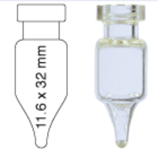 Picture of Crimp neck vial, N 11, 11.6x32.0 mm, 1.1 mL, conical, clear 702141.