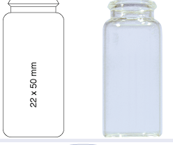Snap cap vial, N 18, 22.0x50.0 mm, 10.0 mL, flat bottom, clear  70272