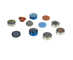 Picture of Crimp closure, N 20, metal(magn.),center hole,Silic. blue.tr./PTFE colorl.,3.0mm  702929