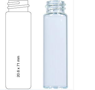 Screw neck vial, N 20, 22.7x86.0 mm, 24.0 mL, flat bottom, clear  702099 