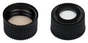 Screw closure (bonded), N 15, PP, black,center hole,Silicone w./PTFE beige,1.5mm 702180