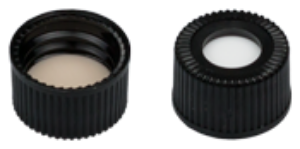 Picture of Screw closure (bonded), N 15, PP, black,center hole,Silicone w./PTFE beige,1.5mm 702180