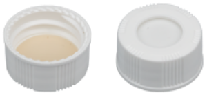 Picture of Screw closure (bonded), N 20, PP, white,center hole,Silicone w./PTFE beige,1.5mm 702181 