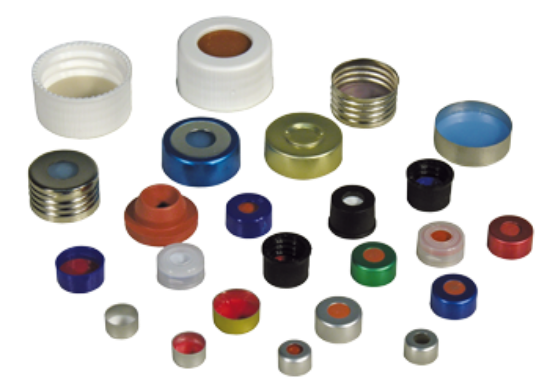 Picture of Crimp closure, N 11, alu., green,center hole,PTFE red/Silicone w./PTFE red,1.0mm 702995.1