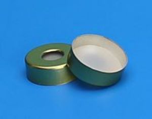 Picture of 20mm Gold Tin Plate Magnetic Seal, 8mm Hole, 0.125" Natural PTFE/Blue Silicone Lined 5145BTP8-20