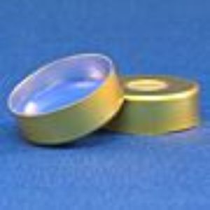 Picture of 20mm Gold Tin Plate Magnetic Seal, 8mm Hole, Thin 0.060" Blue PTFE/White Silicone for SPME 5145TP8-20SP