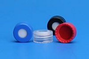 Picture of 9mm R.A.M.™ Smooth Cap, Royal Blue, Clear PTFE/Blue Silicone w/Slit, Ultra Low Bleed - Mass Spec 5397ULF-09RB