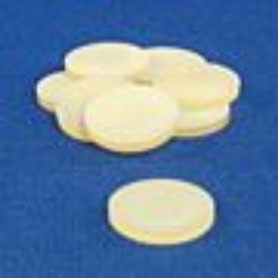 Picture of 20mm x 0.125” Thick Natural PTFE/Blue Ultra Low Bleed Silicone Septa for a 20mm Aluminum Seal 612550-20ULB