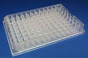 Picture of 96-Well Polypropylene Plate Assembled with 350µL Glass Conical Pulled Point Inserts with Flange 99035-812PP