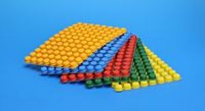 Picture of Prescored Molded Tan PTFE/Silicone Mat with 96 Plugs for Vials in Multi-Tier MTP System 996075-812
