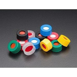 Picture of 9mm Green Screw top PP Cap, Red PTFE/Sil/Red PTFE septa MSVC5396-09G