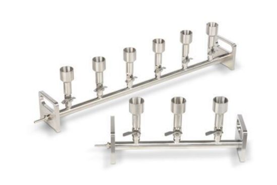 Picture of Multiple Vacuum Filtration Apparatus, stainless steel filter funnel six-place manifold, recommended for microbiology monitors and analytical funnels 10498762