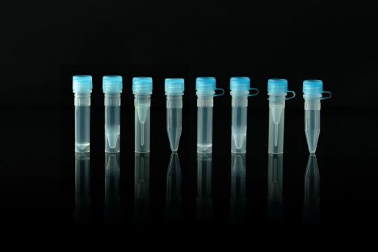 Picture of 1.5 mL Conical Vials With Caps On, Nature, External Thread, with Sealing Ring, Sterile, 50/pk, 500/box, 2000/cs, 634102N (was 634101-N)