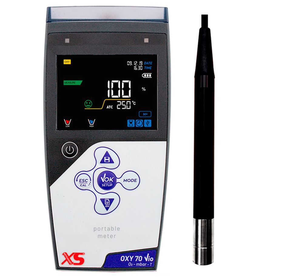 Oxy 70 Vio with optical Oxygen sensor LDO70/2MT with 2 mt cable. 1 bottle 0 Oxygen standard, power supply 50110302