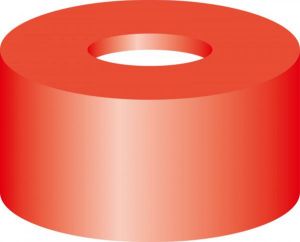 Picture of Snap ring closure, N 11, PE(hard), red, center hole,Red Rubber/FEP colorl.,1.0mm  702295