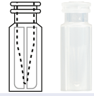 Snap ring/crimp vial,N 11, 11.6x32 mm,PP tr.,integr. 0.2 mL glass insert, silan  702134.1