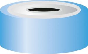 Picture of Crimp closure, N 20, alu. blue/tin, center hole,Sil. white/Polyimide orange, 3mm  702404