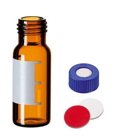 COMBI PACK 2ml AMBER glass vial 9mm screw,  with Preassembled PTFE/Sil Cap, pack 1000,MSV945-C