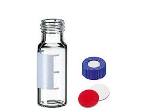Picture of HPLC & GC Vials 2ml clear glass vial with 9mm screw thread and Black cap with PTFE/Sil septa, pack 10000 MSV923-C10000