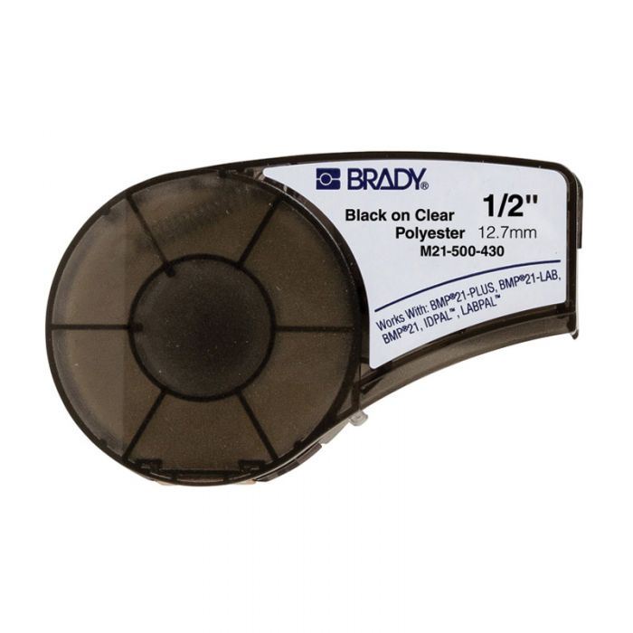 BMP21 Plus Series, B-430 Clear Polyester Labels, Black On Clear, 12.7mm x 6.4 Meters, 110900