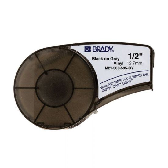 Picture of BMP21 Plus Series B-595 Indoor Outdoor Vinyl Labels, White on Grey, 12.7mm x 6.4 Meters, 139739
