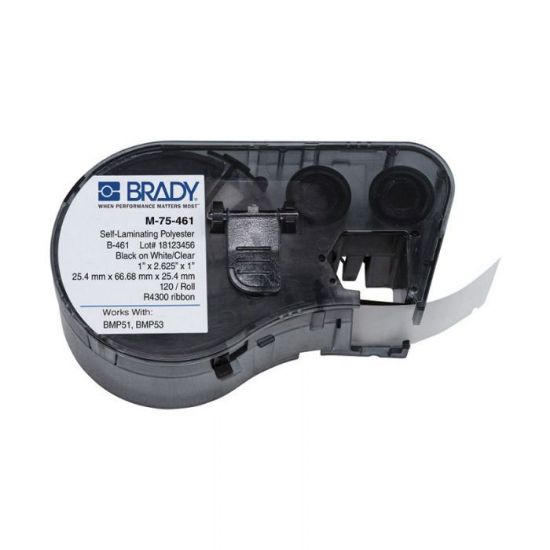 Picture of BMP51 BMP53 B-461 Self-laminating Polyester Laboratory Labels, Black/White, H 9.53mm x W 66.68mm( was143292)170879