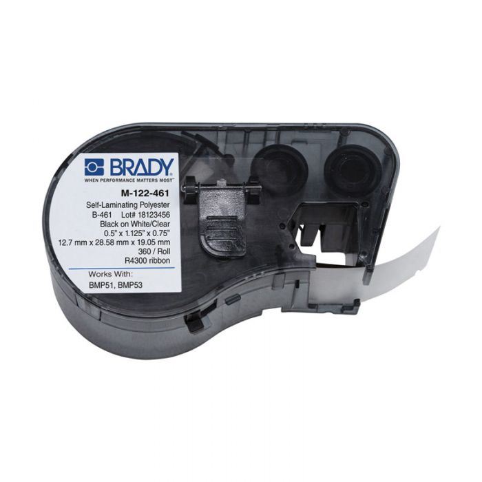 BMP51 BMP53 B-461 Self-laminating Polyester Laboratory Labels, Black/White, H12.7mm x W28.58mm(was 143294)170880