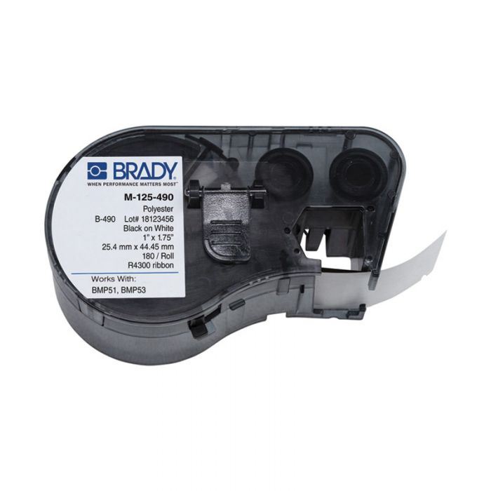 BMP51 BMP53 B-490 Polyester Laboratory Labels, Black/White, H25.4mm x W44.45mm(was 143311) 170888