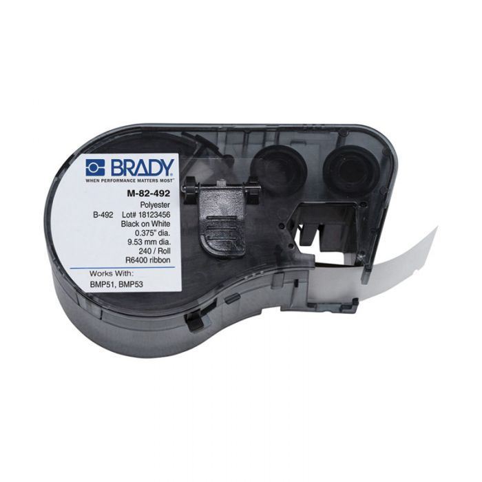 BMP51 BMP53 B-492 Ultra Thin Polyester Laboratory Labels, Black/White, H9.53mm x W20.95mm, (was 143316), 170779