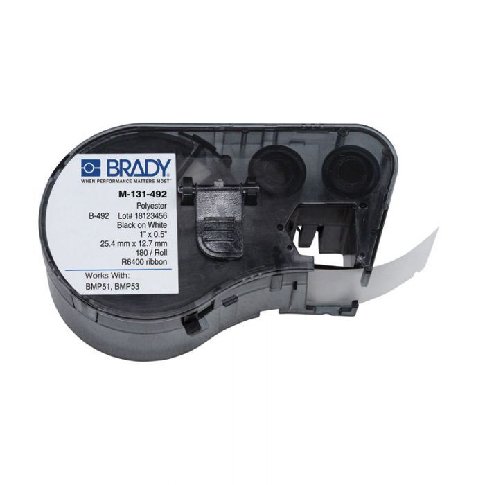 BMP51 BMP53 B-492 Ultra Thin Polyester Laboratory Labels, Black/White, H12.7mm x W25.4mm, (was 143318) 170780