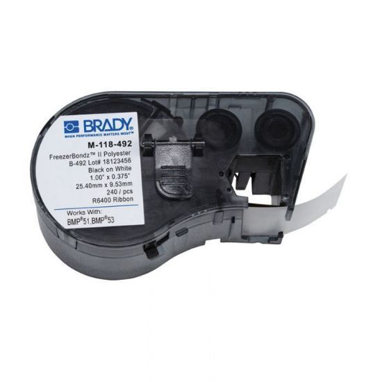 Picture of BMP51 BMP53 B-492 Ultra Thin Polyester Laboratory Labels, Black/White, H6.35mm x W31.75mm(was143327) 170897