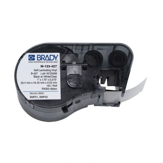Picture of BMP51 BMP53 B-427 Self-laminating Vinyl Labels, Black/white, H25.4mm x W44.45mm, (was 143256), 170869