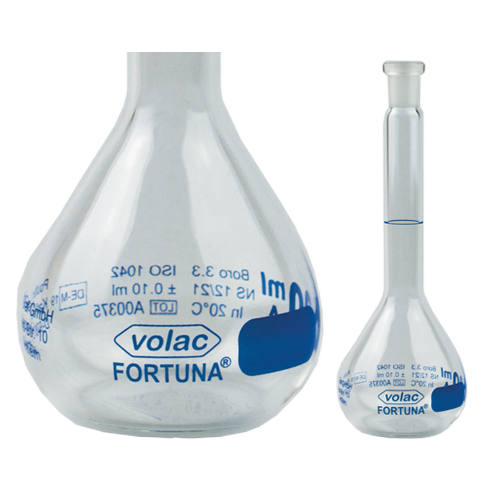 Volumetric Flask, clear glass, VOLAC FORTUNA, 5 ml, with TS 10/19, DE-M , US258/WAC/A/5