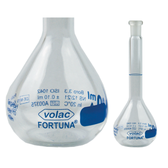Picture of Volumetric Flask, clear glass, VOLAC FORTUNA, 5 ml, with TS 10/19, DE-M , US258/WAC/A/5