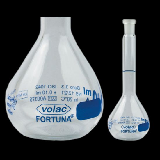 Picture of Volumetric Flask, clear glass, VOLAC FORTUNA, 10 ml, with TS 10/19, DE-M, US258/WAC/B/5