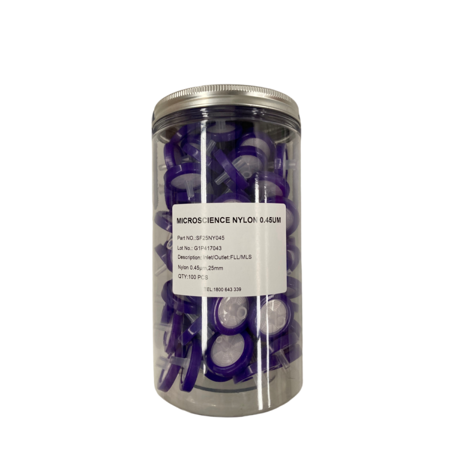 25mm Nylon Syringe Filter 0.45um, Non-sterile, PP housing, bx1000, MS SF25NY045NS(1000)