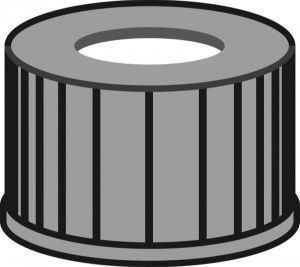 Picture of Screw closure, N 13, PP, black, center hole, Silicone white/PTFE red, 1.3 mm  702926 