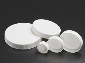 Picture of 24-414mm White, Polypropylene Open Hole Cap, Bonded .125" PTFE/Silicone Liner , pk100, 34-527M