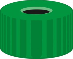 Picture of Screw closure, N 9, PP, green, center hole, no liner  702164